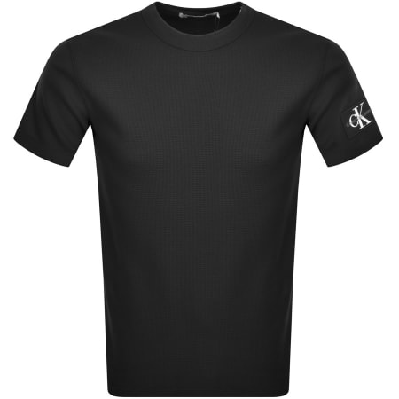 Calvin Klein Jeans badge logo waffle short sleeve t-shirt in black