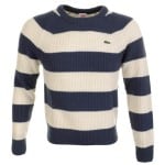 Lacoste Live Knitted Waffle Jumper Ouessant Blue