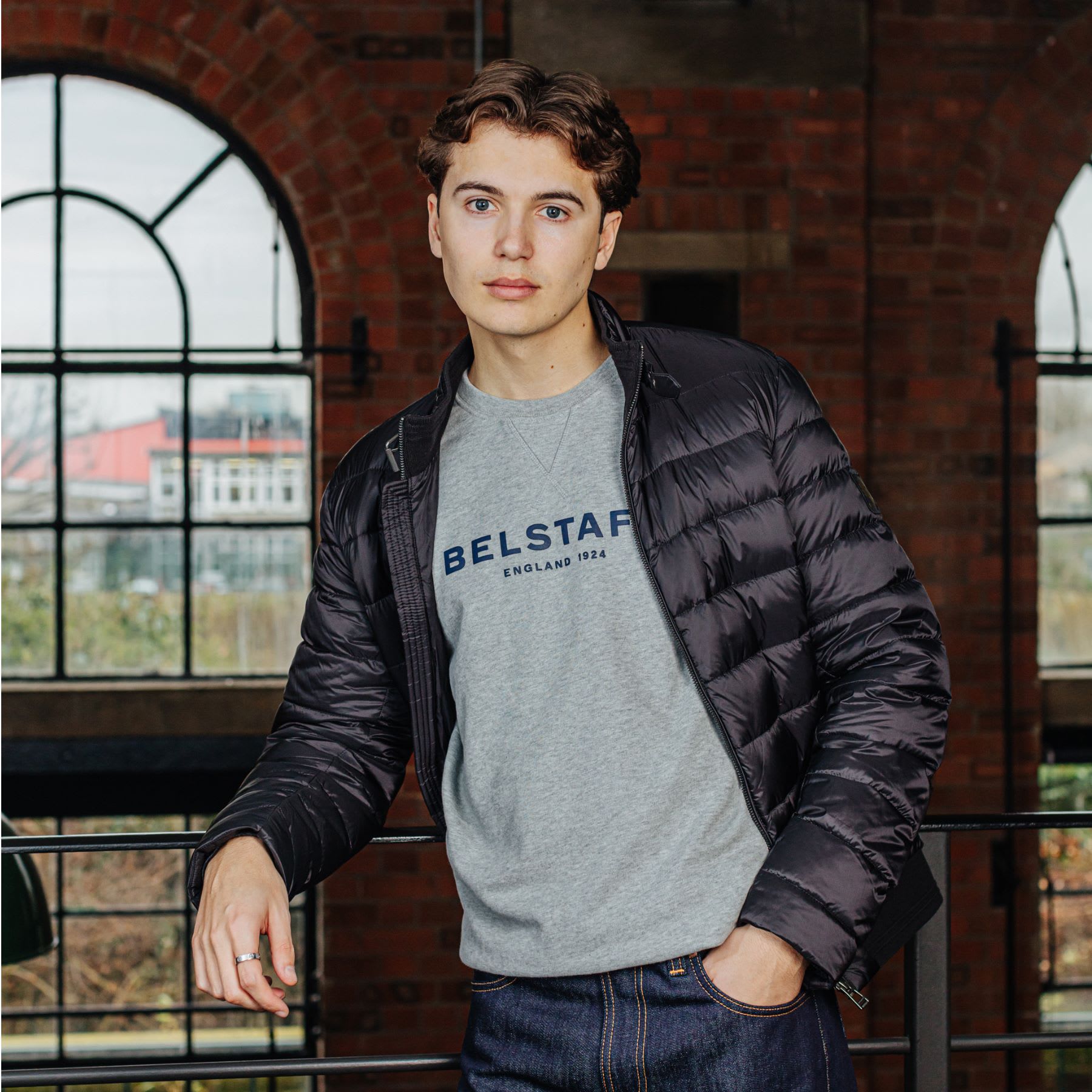 A man wearing matching Belstaff shirt and jacket