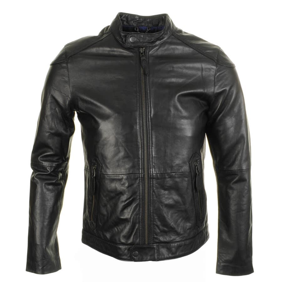 TED BAKER WILDONE BIKER LEATHER JACKET BLACK