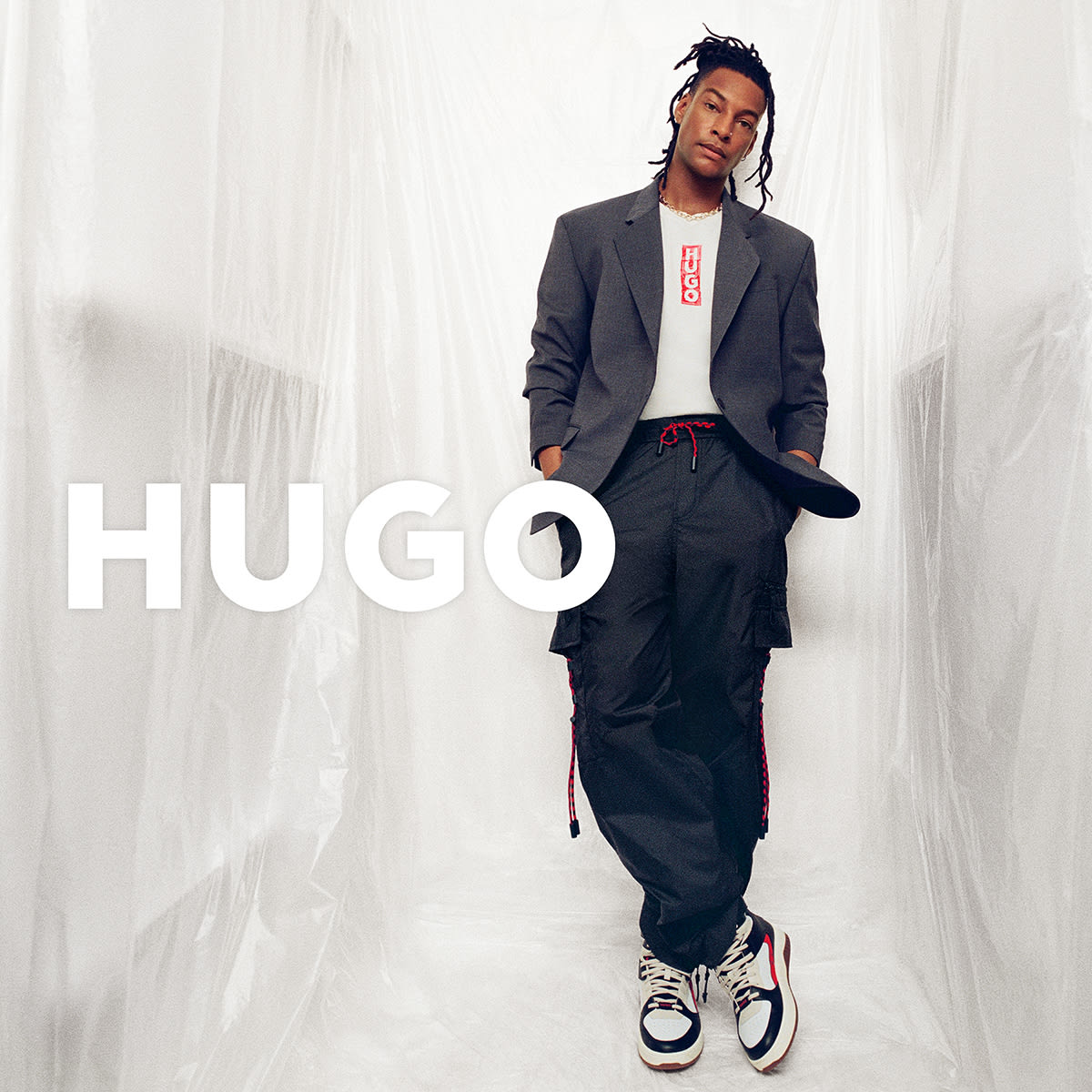 A man dressed in HUGO with the brand logo