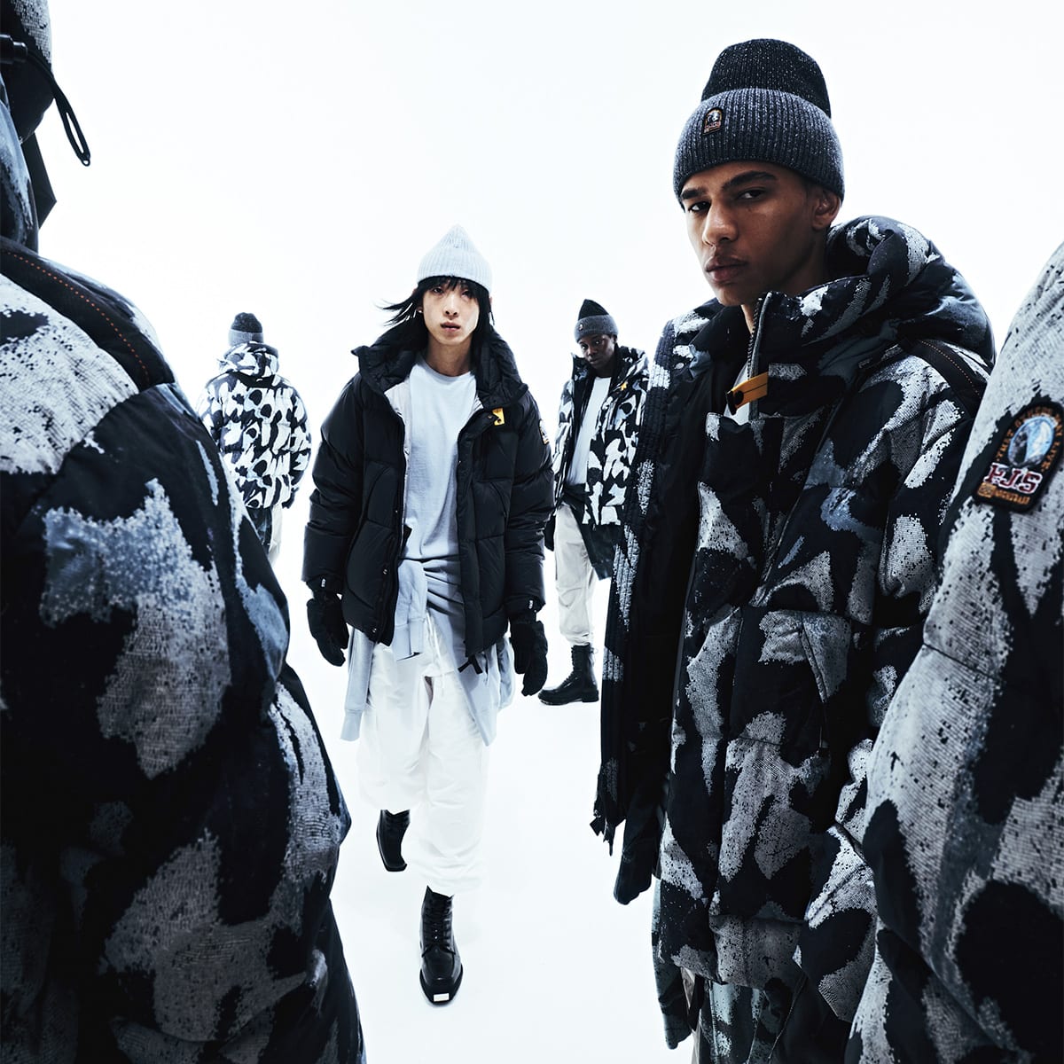 People dressed for cold weather in Parajumpers coats