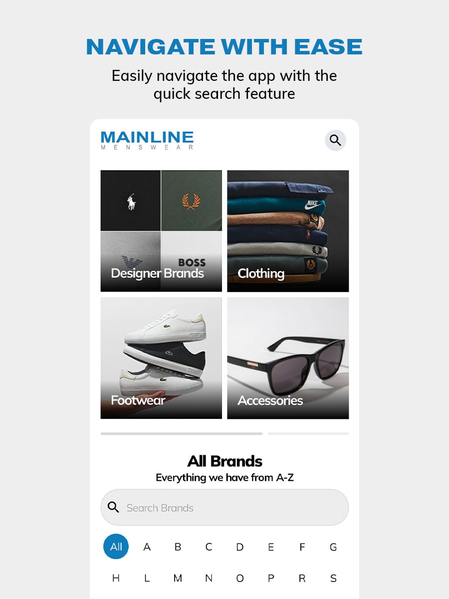 Mainline Menswear app screenshots