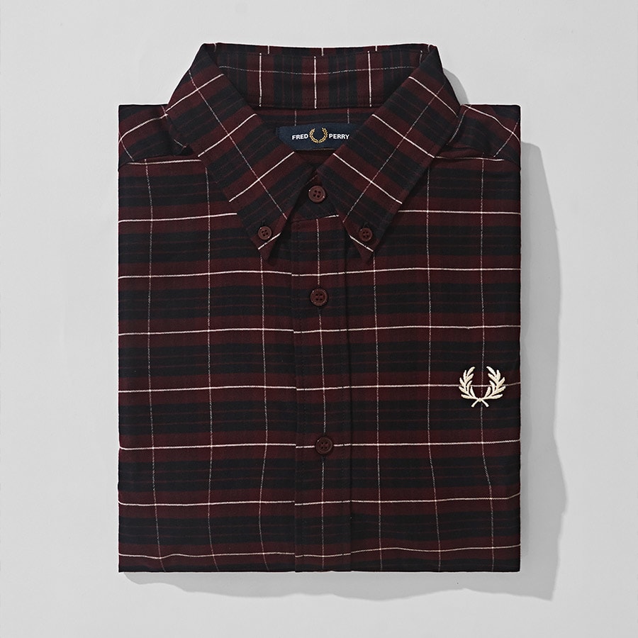 A checked Fred Perry shirt in Burgundy