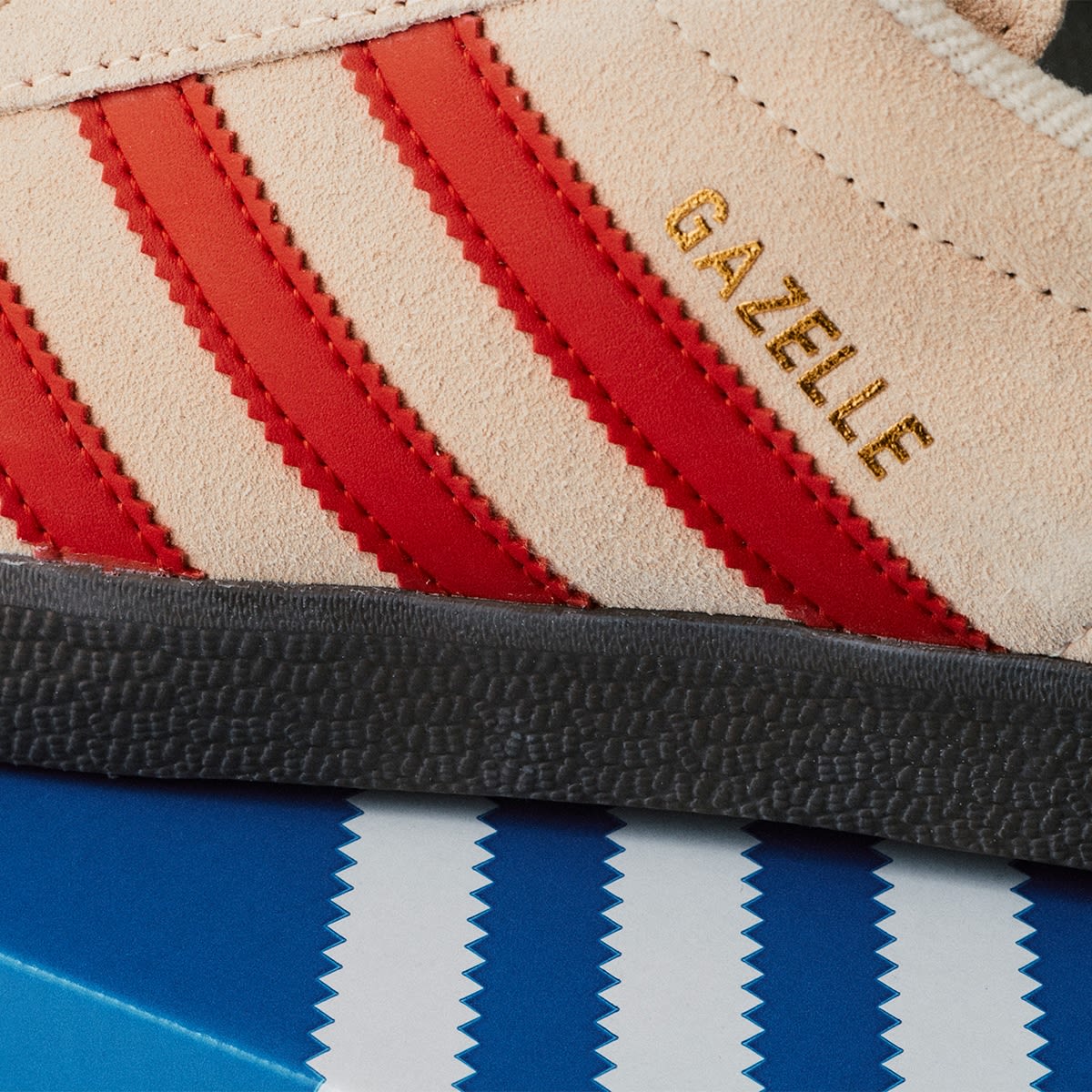 A close up shot of an adidas Gazelle trainer