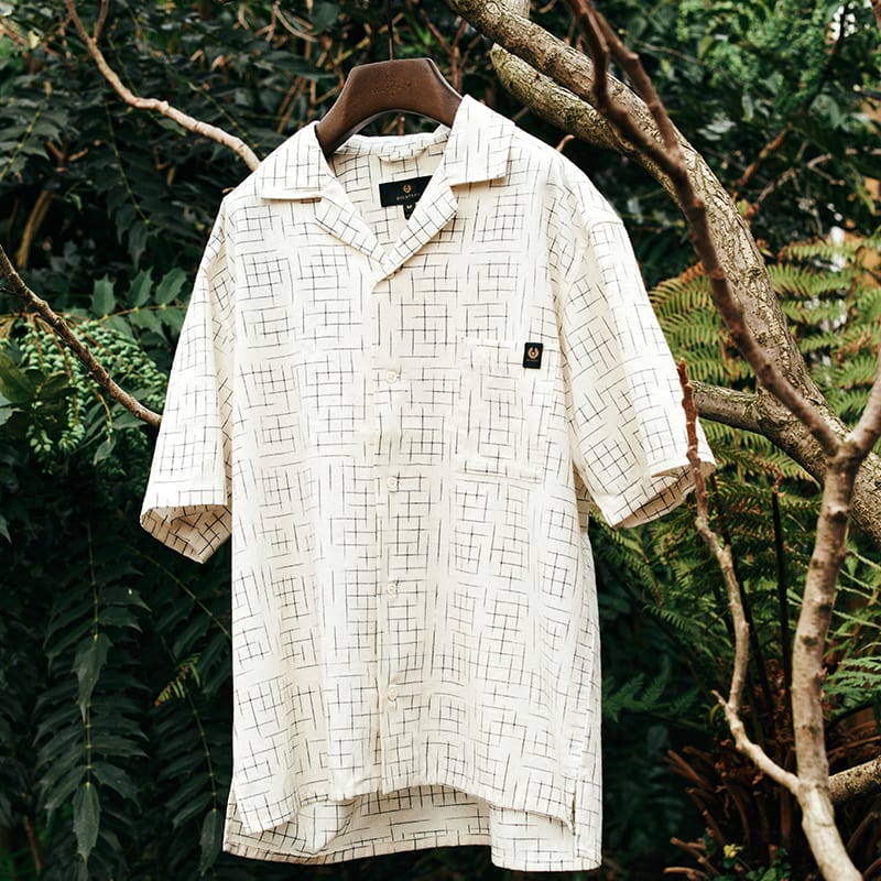 A Belstaff shirt hanging in a tree