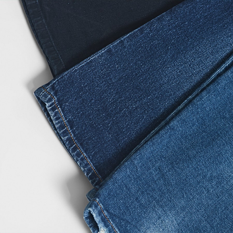 Three pairs of crisp jeans
