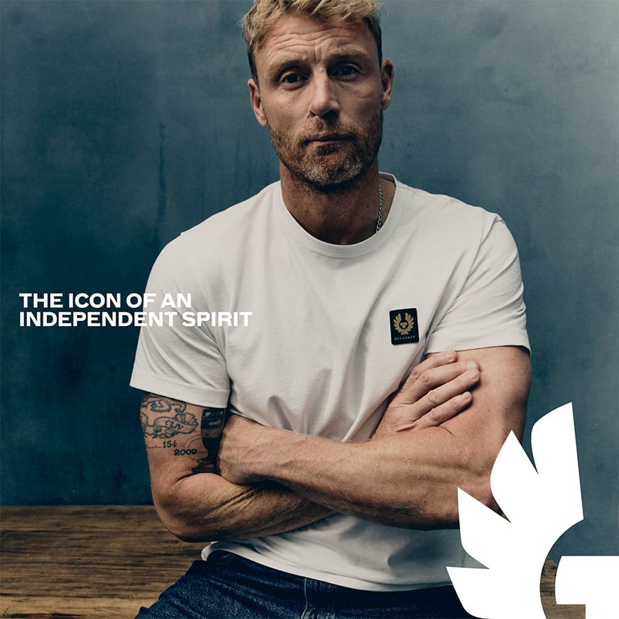 Freddie Flintoff wearing a Belstaff T-shirt