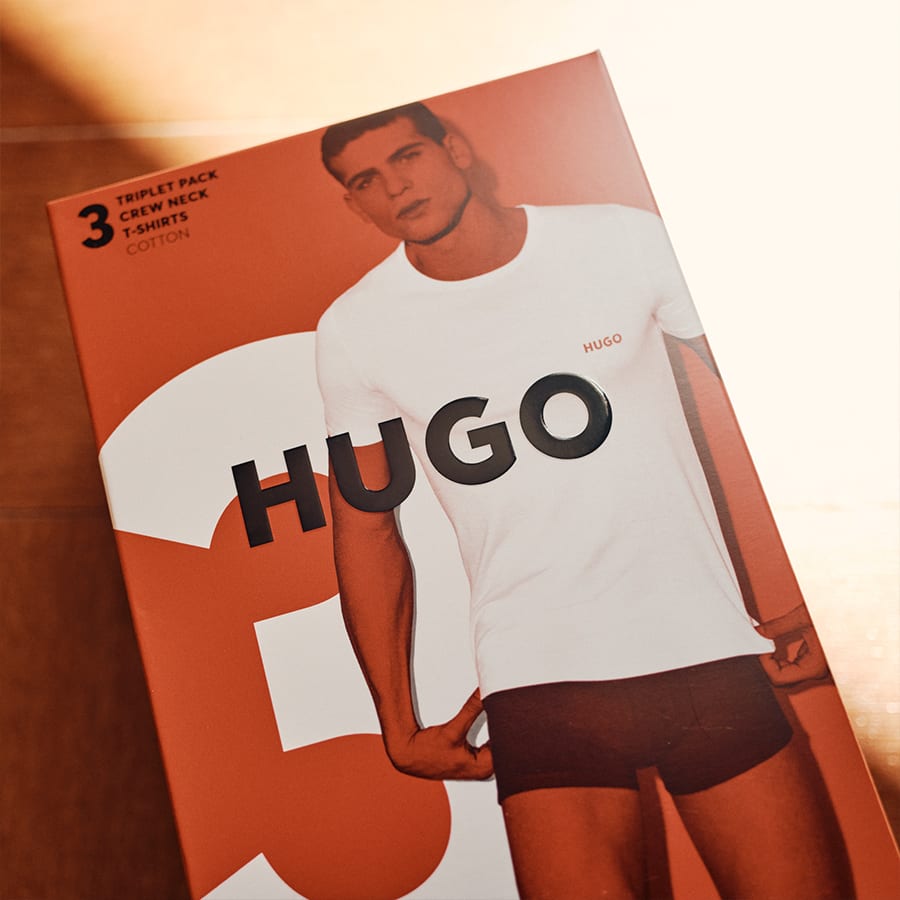 A multipack box of HUGO T-shirts
