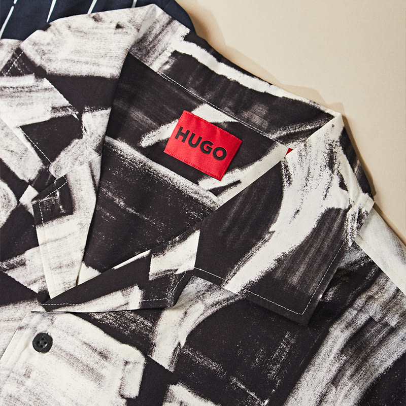 A HUGO shirt with a Cuban collar
