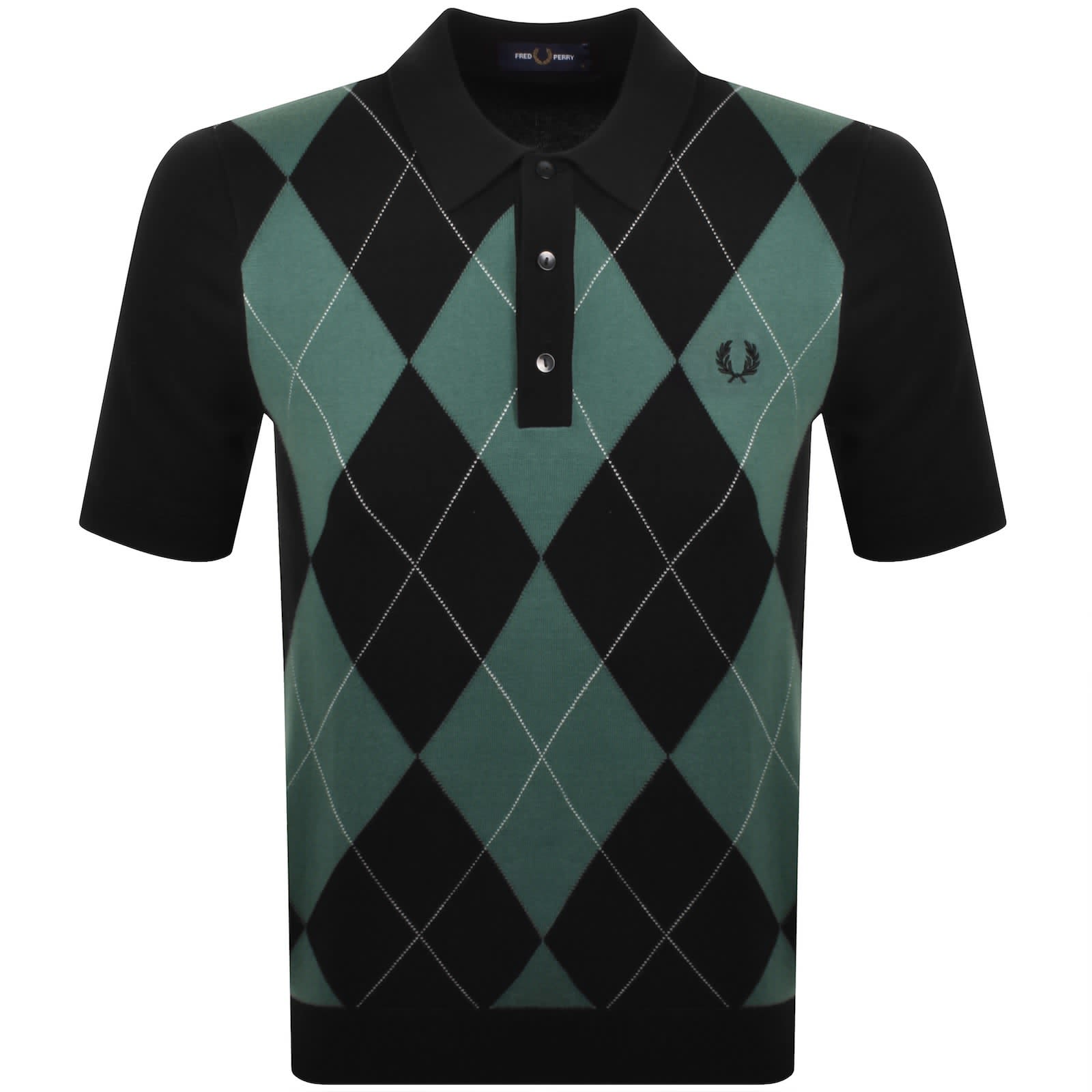 Fred Perry Argyle Knit Polo Black