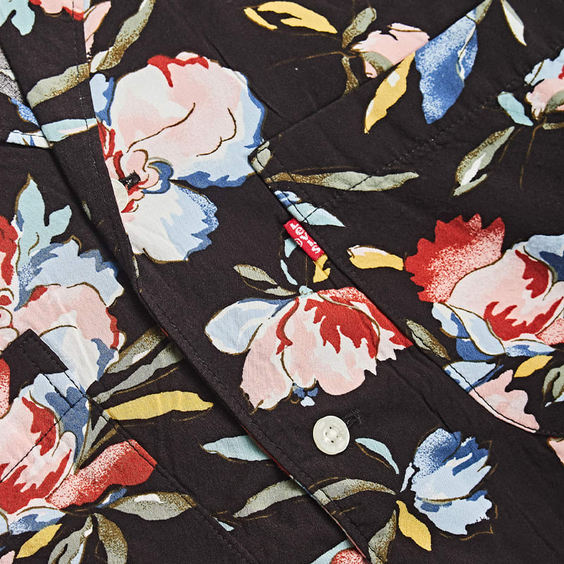 A close up of a floral print shirt