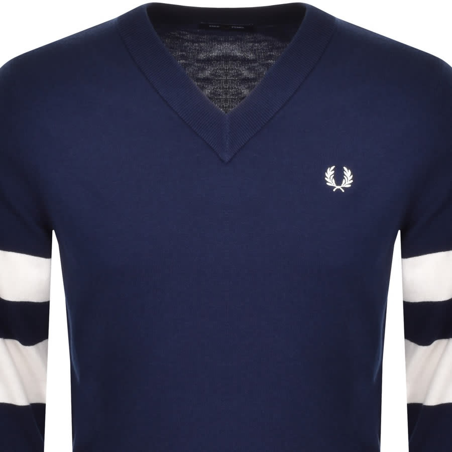 Alternative Image for ProductFred Perry V Neck Knit Jumper Blue2
