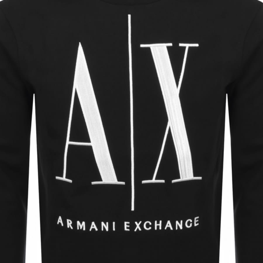 Alternative Image for ProductArmani Exchange Crew Neck Logo Sweatshirt Black3