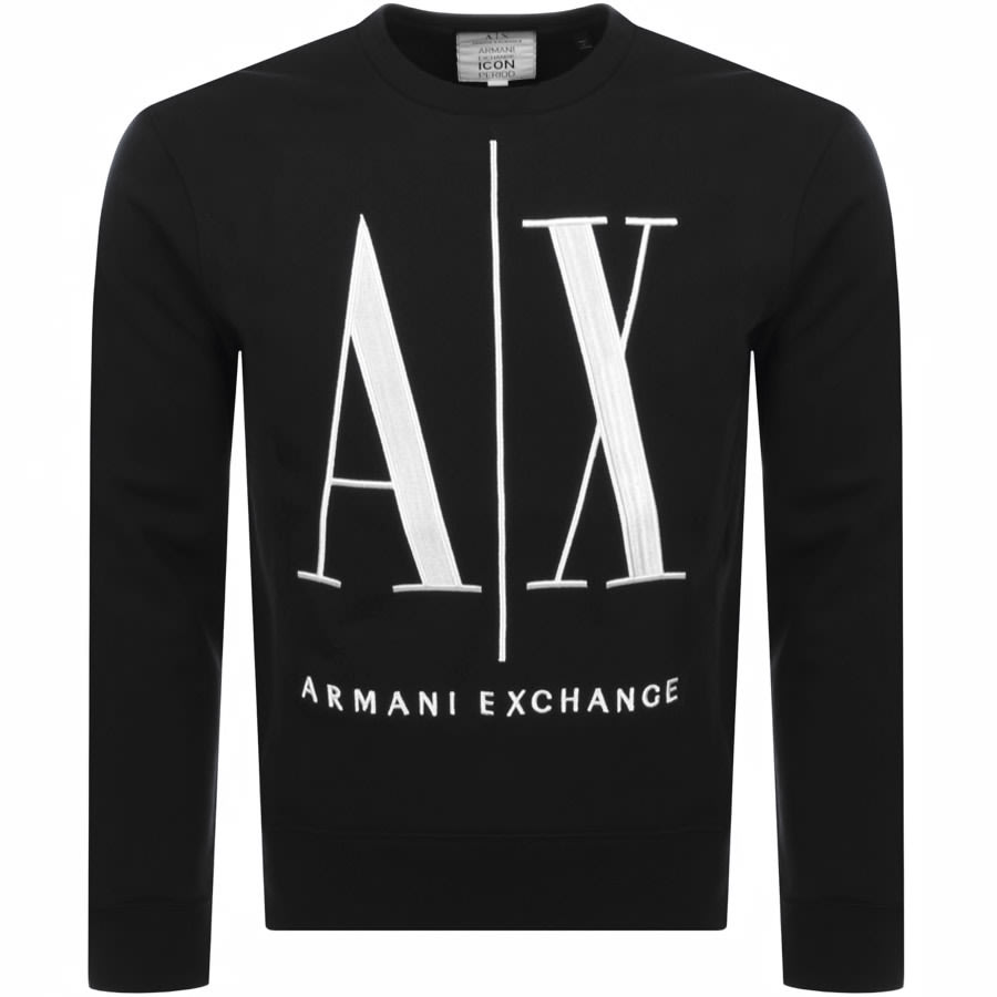 Alternative Image for ProductArmani Exchange Crew Neck Logo Sweatshirt Black1