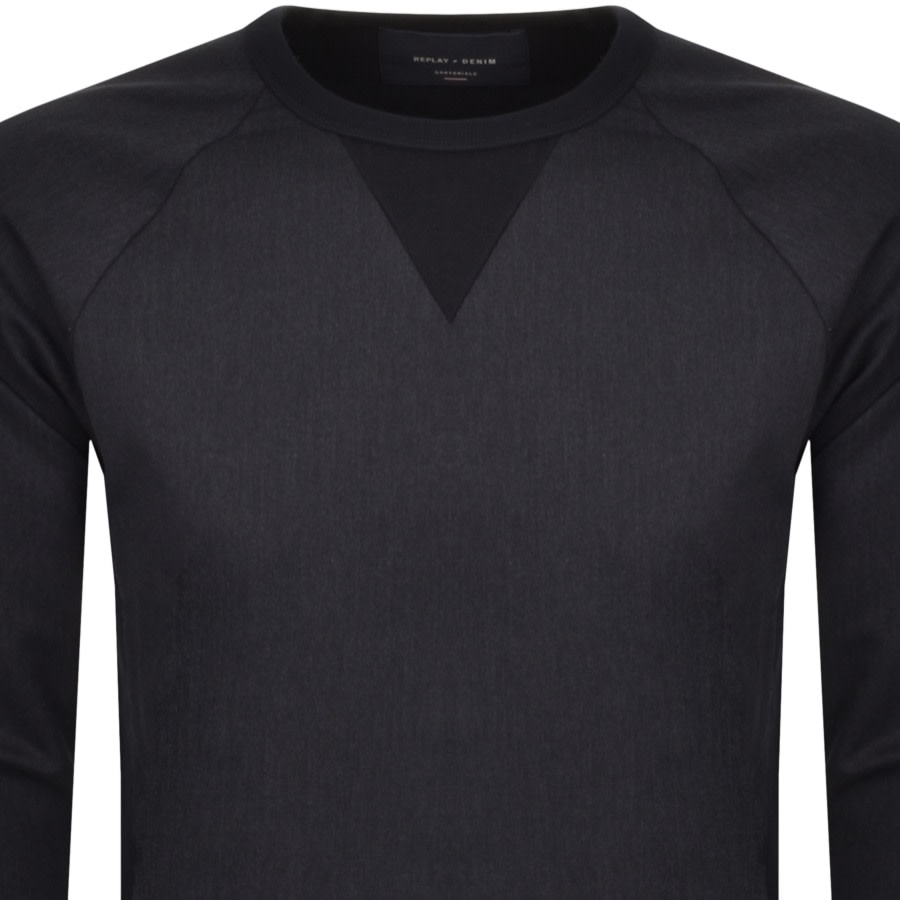 Alternative Image for ProductReplay Crew Neck Denim Sweatshirt Grey2