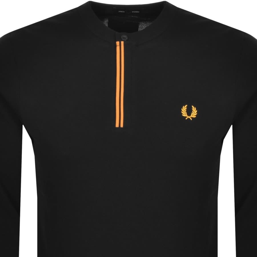 Alternative Image for ProductFred Perry Henley Long Sleeved T Shirt Black2