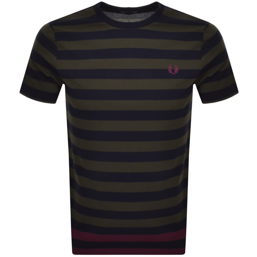 Alternative Image for ProductFred Perry Bold Striped T Shirt Green1