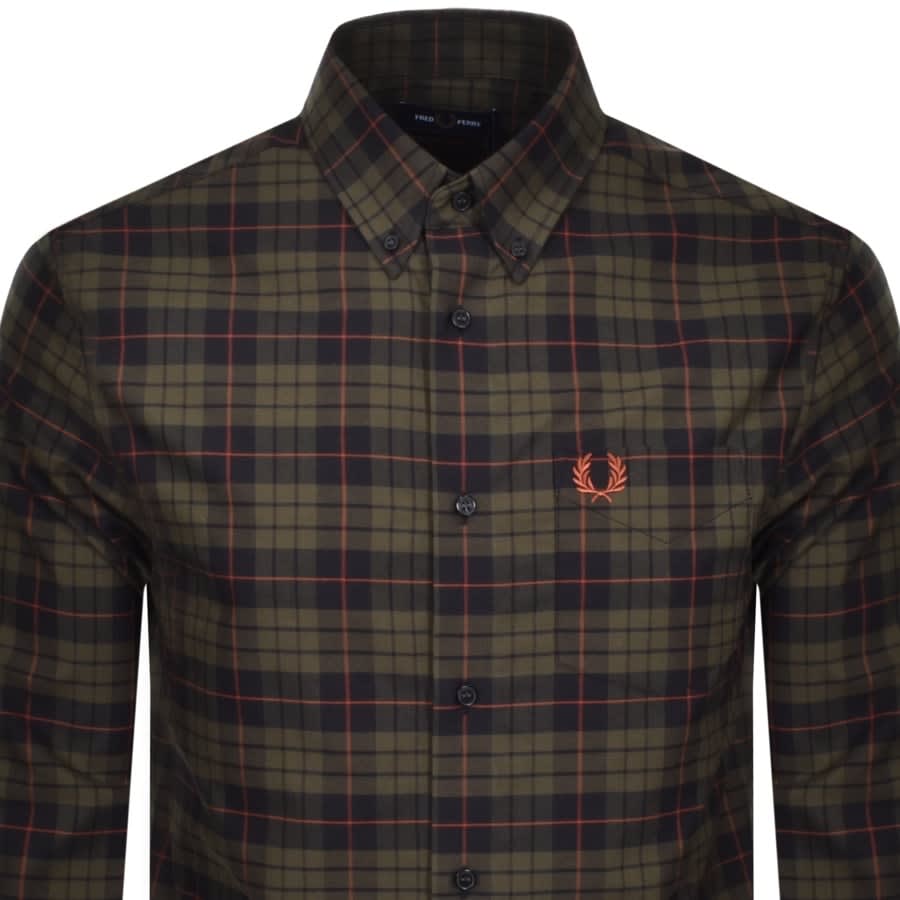 Alternative Image for ProductFred Perry Brushed Oxford Long Sleeved Shirt Green2