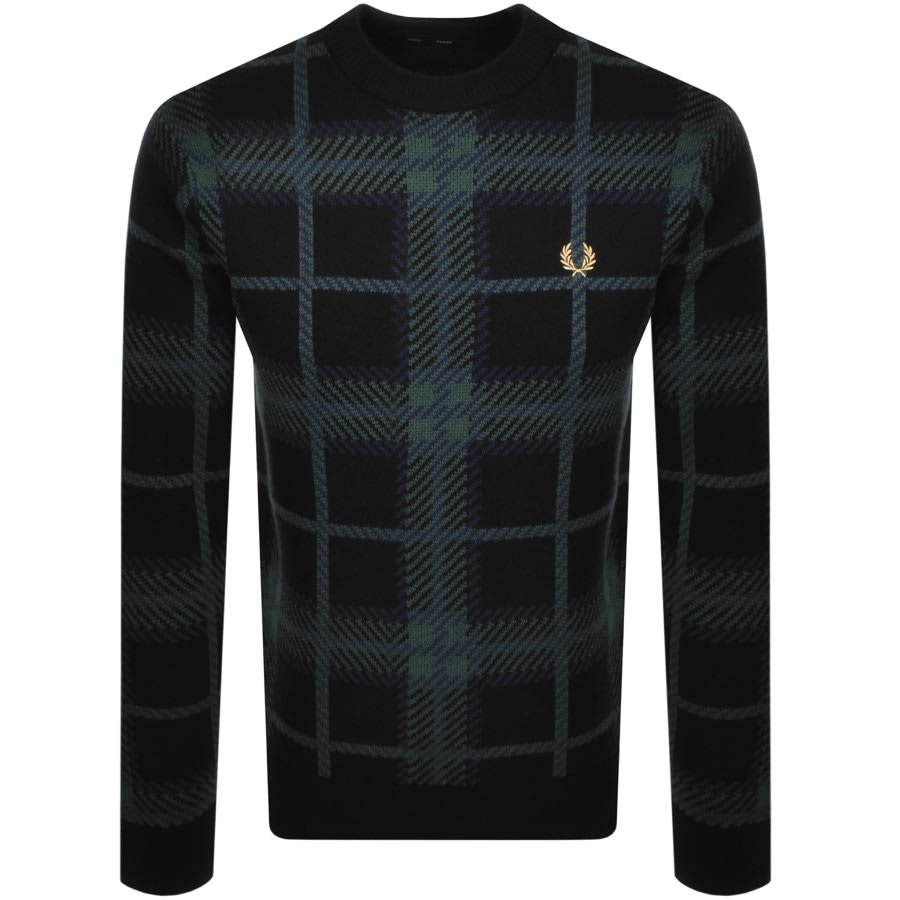 Alternative Image for ProductFred Perry Crew Neck Tartan Knit Jumper Black1