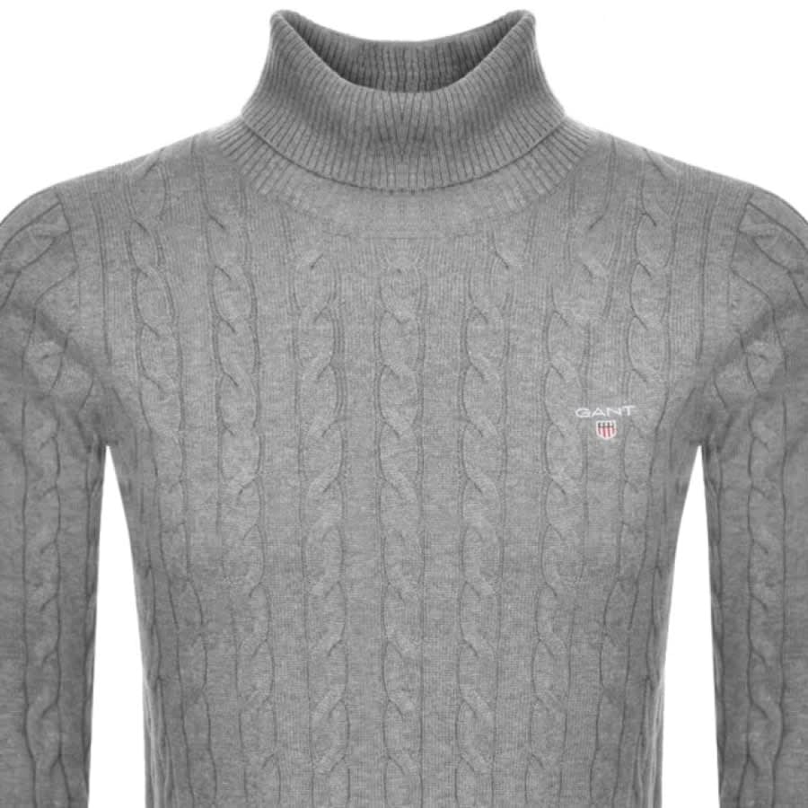 Alternative Image for ProductGant Roll Neck Cable Knit Jumper Grey2