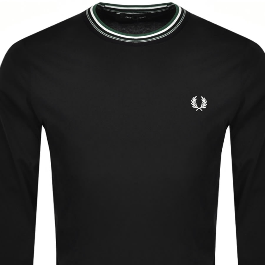 Alternative Image for ProductFred Perry Tipped Long Sleeve T Shirt Black2