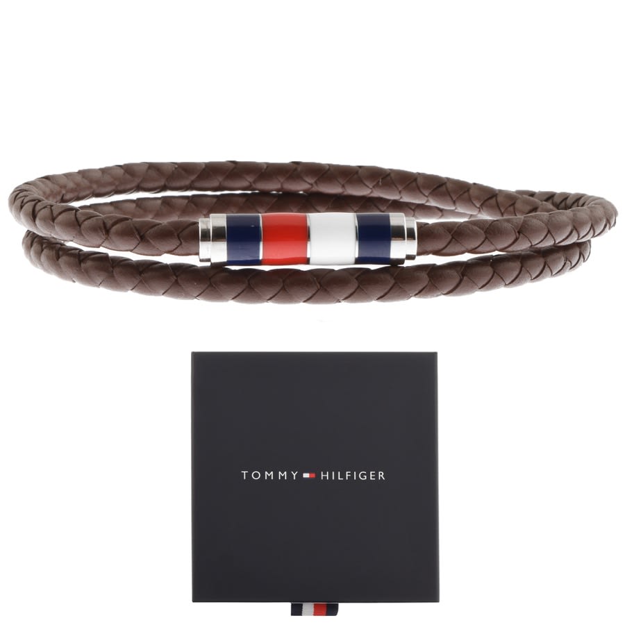 tommy hilfiger brown leather bracelet