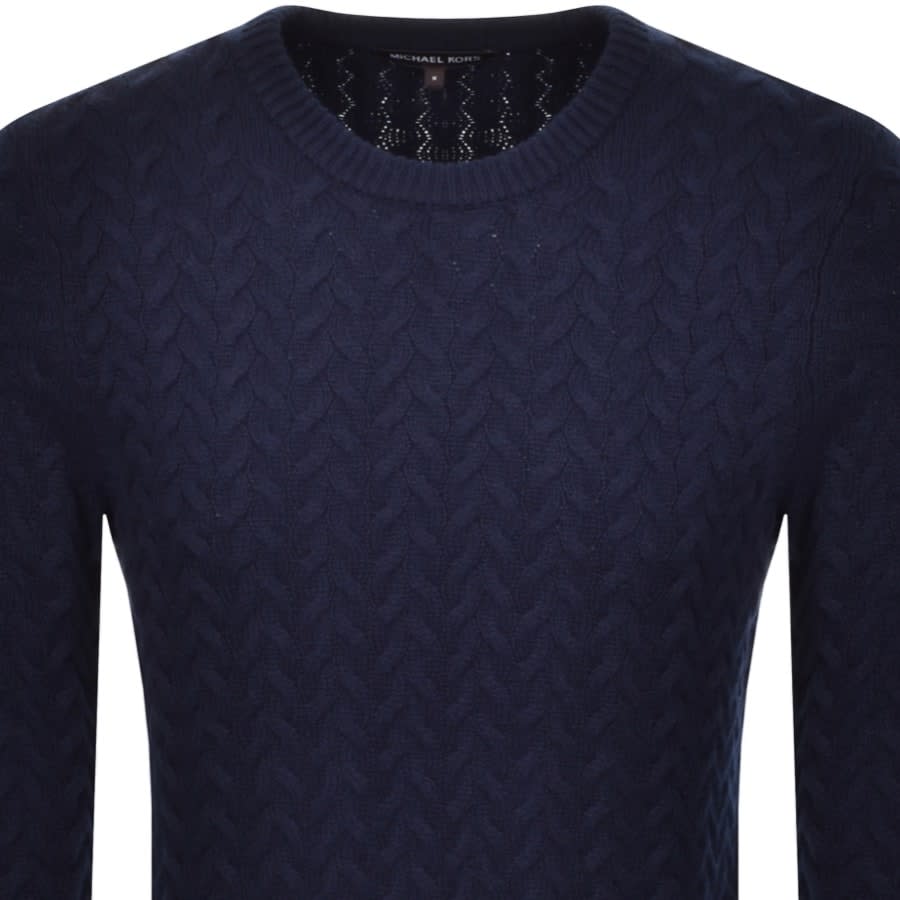 Alternative Image for ProductMichael Kors Crew Neck Cable Knit Jumper Navy2
