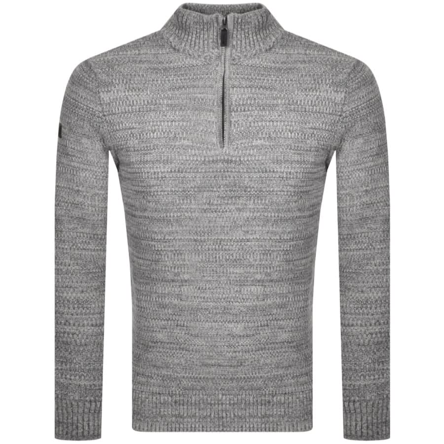 Alternative Image for ProductSuperdry Henley Half Zip Knit Jumper Grey1