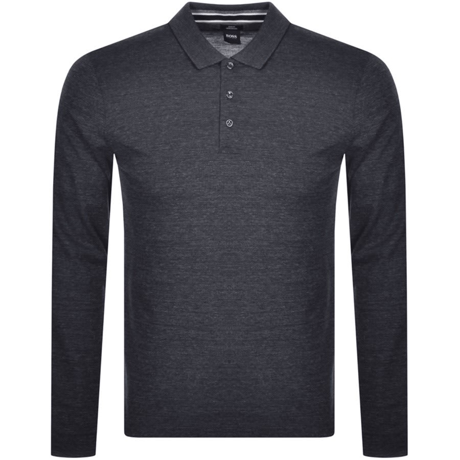 Alternative Image for ProductBOSS Pleins 17 Long Sleeved Polo T Shirt Navy1