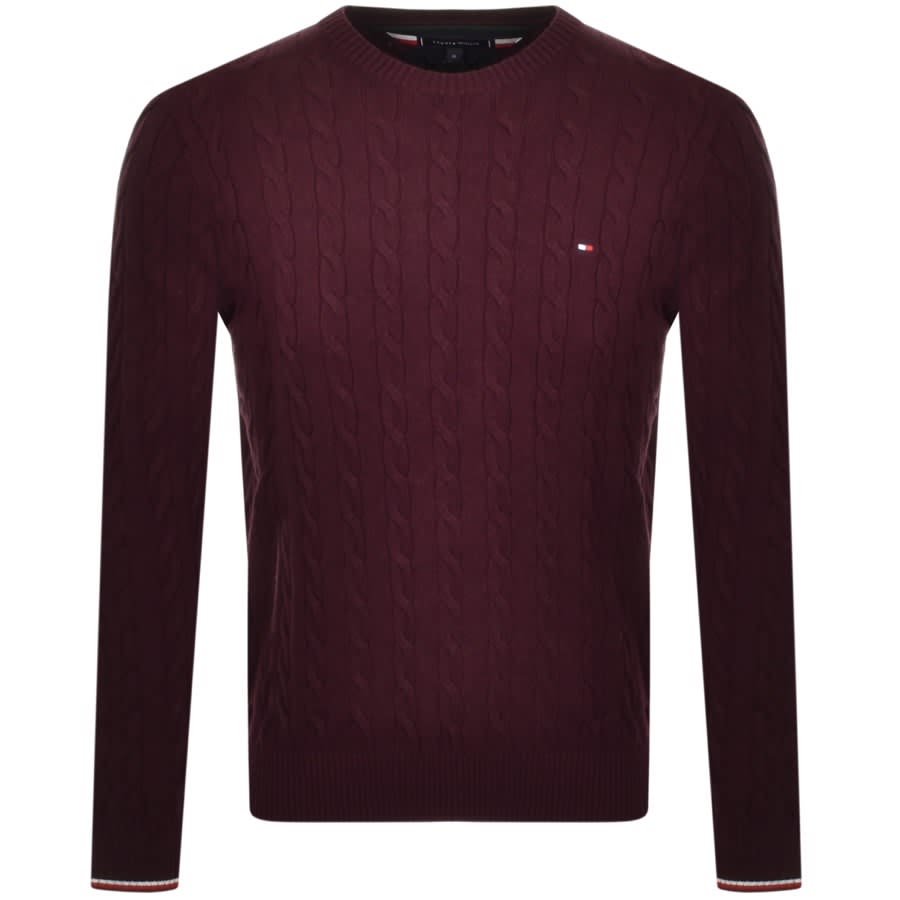 Alternative Image for ProductTommy Hilfiger Cable Knit Jumper Burgundy1