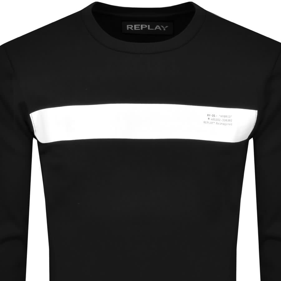 Alternative Image for ProductReplay Crew Neck Logo Sweatshirt Black2