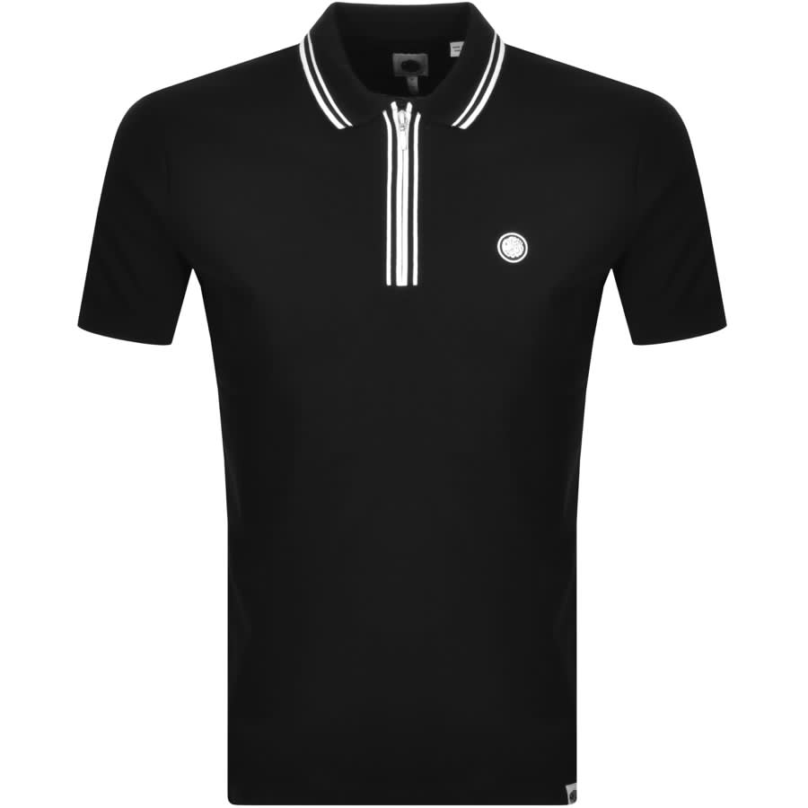 Alternative Image for ProductPretty Green Contrast Zip Polo T Shirt Black1