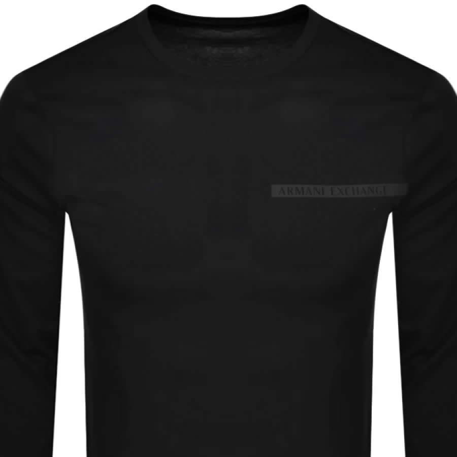 Alternative Image for ProductArmani Exchange Long Sleeve Logo T Shirt Black2
