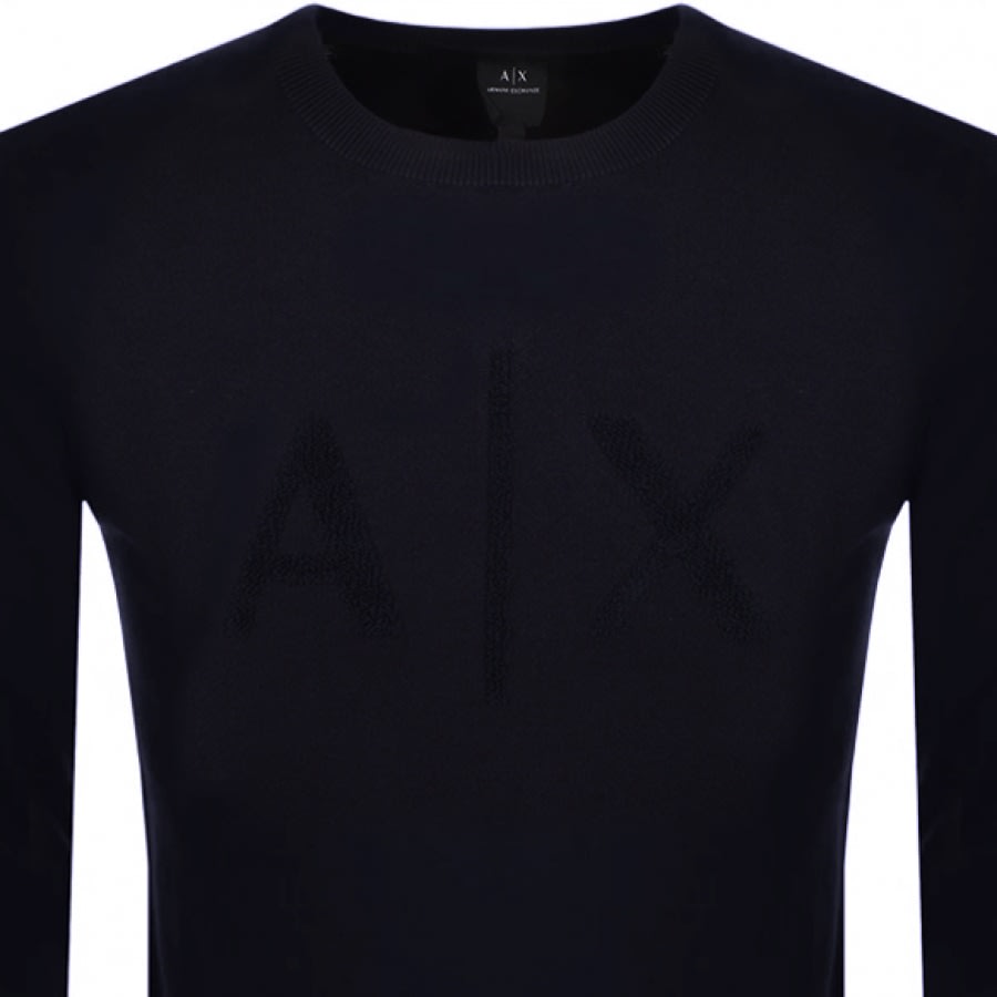 Alternative Image for ProductArmani Exchange Crew Neck Knit Logo Jumper Navy2