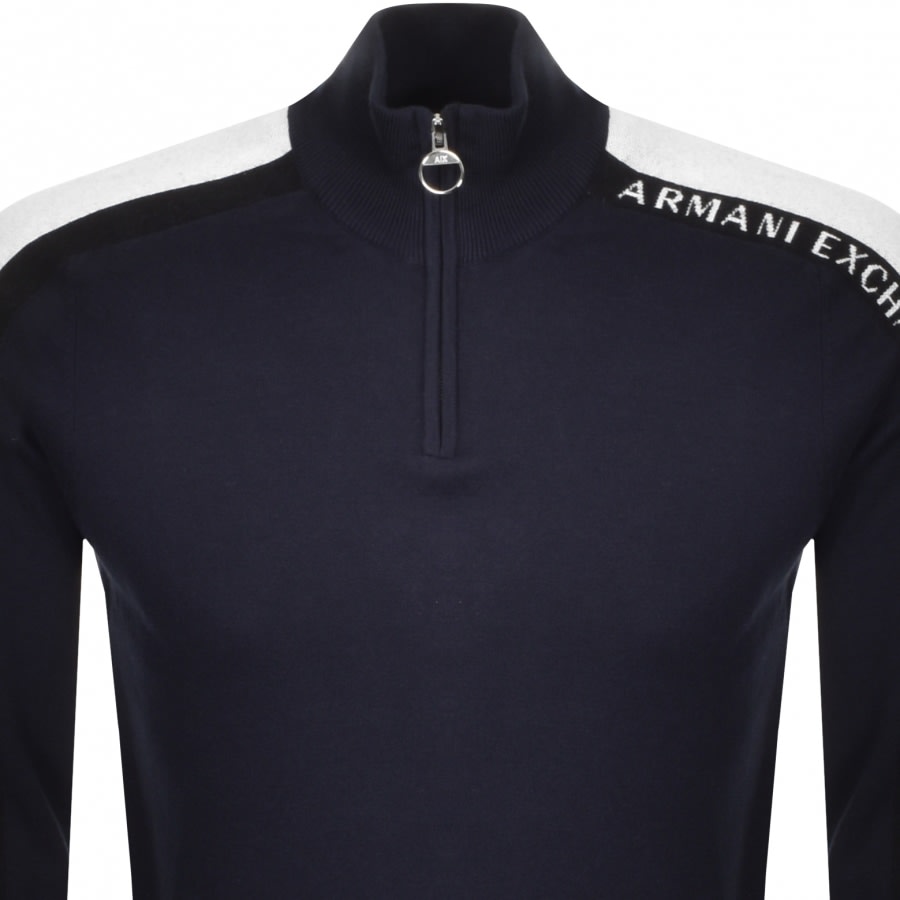 Alternative Image for ProductArmani Exchange Half Zip Knit Logo Jumper Navy2