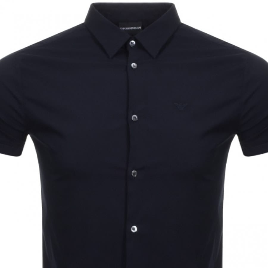 Alternative Image for ProductEmporio Armani Short Sleeved Slim Fit Shirt Navy2
