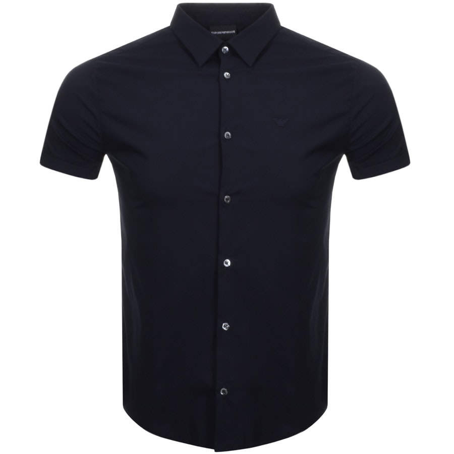 Alternative Image for ProductEmporio Armani Short Sleeved Slim Fit Shirt Navy1
