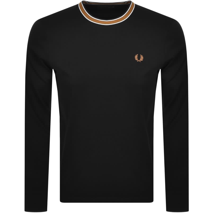 Alternative Image for ProductFred Perry Tramline Long Sleeve T Shirt Black1