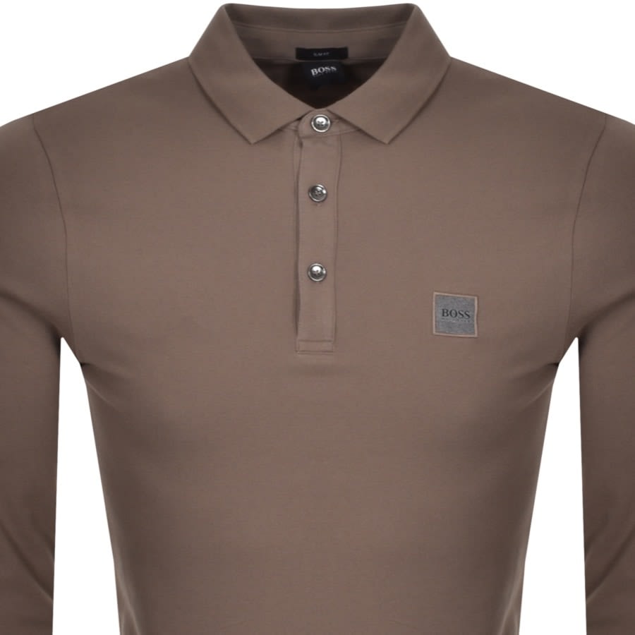 Alternative Image for ProductBOSS Long Sleeved Polo T Shirt Brown2