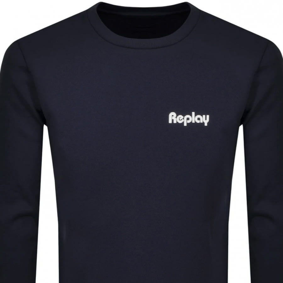 Alternative Image for ProductReplay Crew Neck Logo Sweatshirt Navy2