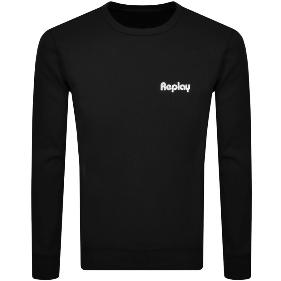 Alternative Image for ProductReplay Crew Neck Logo Sweatshirt Black1