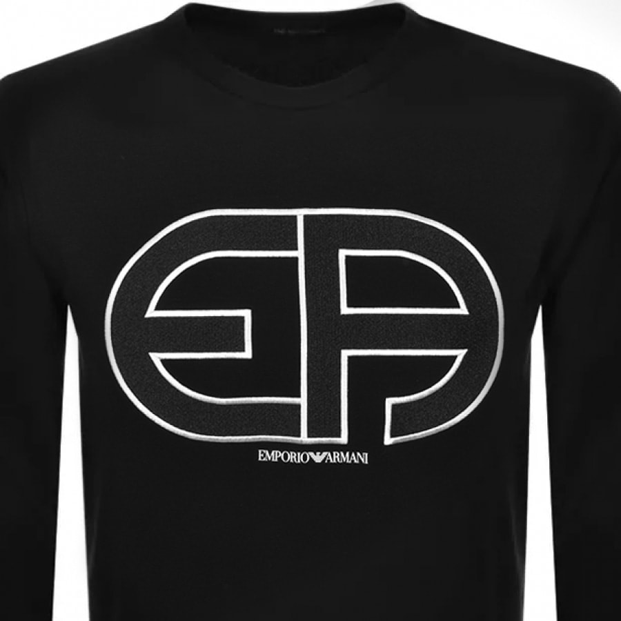 Alternative Image for ProductEmporio Armani Crew Neck Logo Sweatshirt Black2