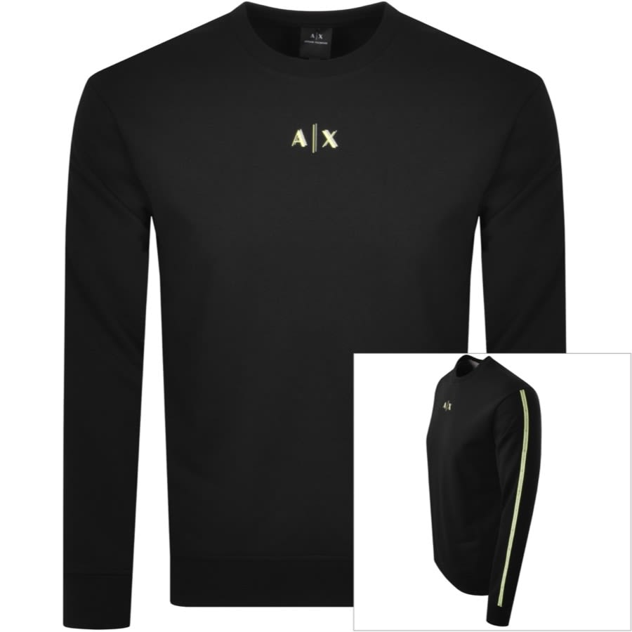 Alternative Image for ProductArmani Exchange Crew Neck Logo Sweatshirt Black1