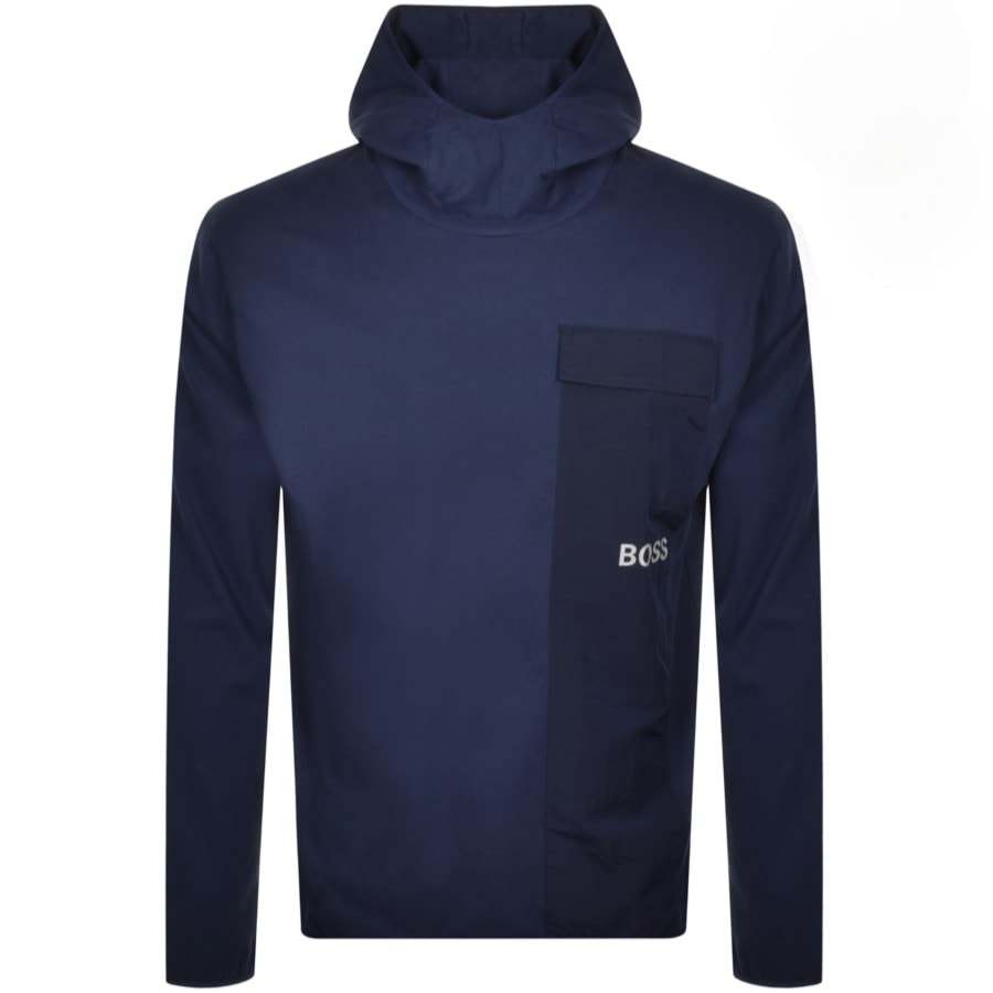 Alternative Image for ProductBOSS Long Sleeved Hooded T Shirt Navy1