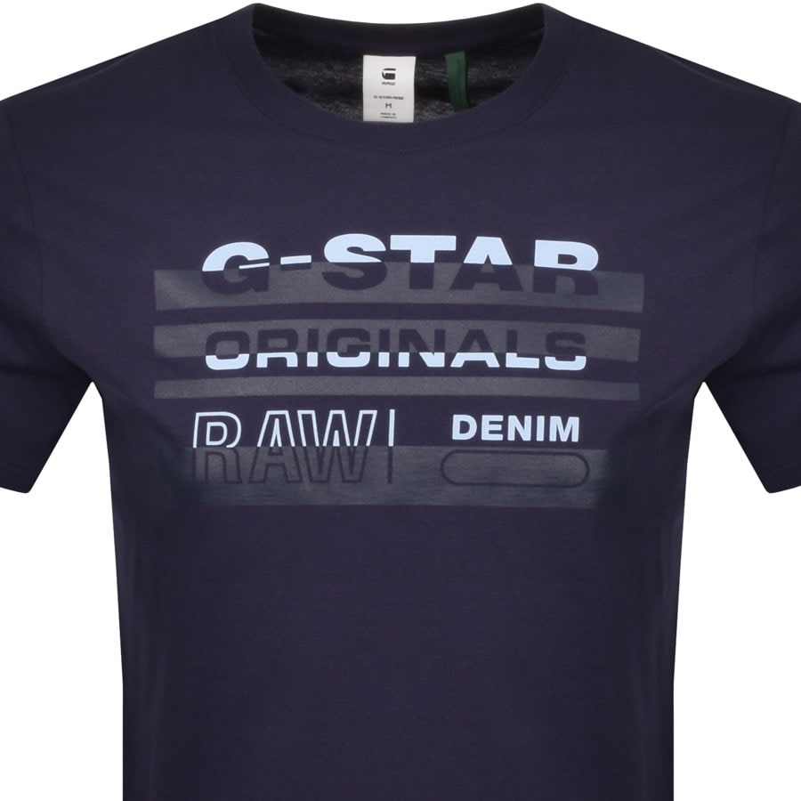 Alternative Image for ProductG Star Raw Stripe Logo T Shirt Navy2
