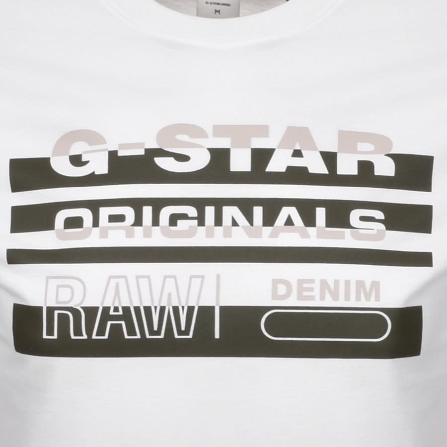 Alternative Image for ProductG Star Raw Stripe Logo T Shirt White3