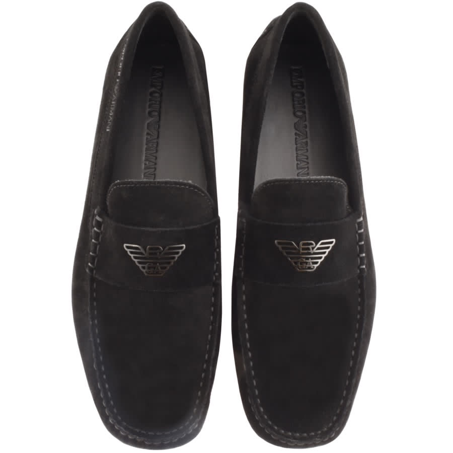 Alternative Image for ProductEmporio Armani Suede Driver Shoes Black3