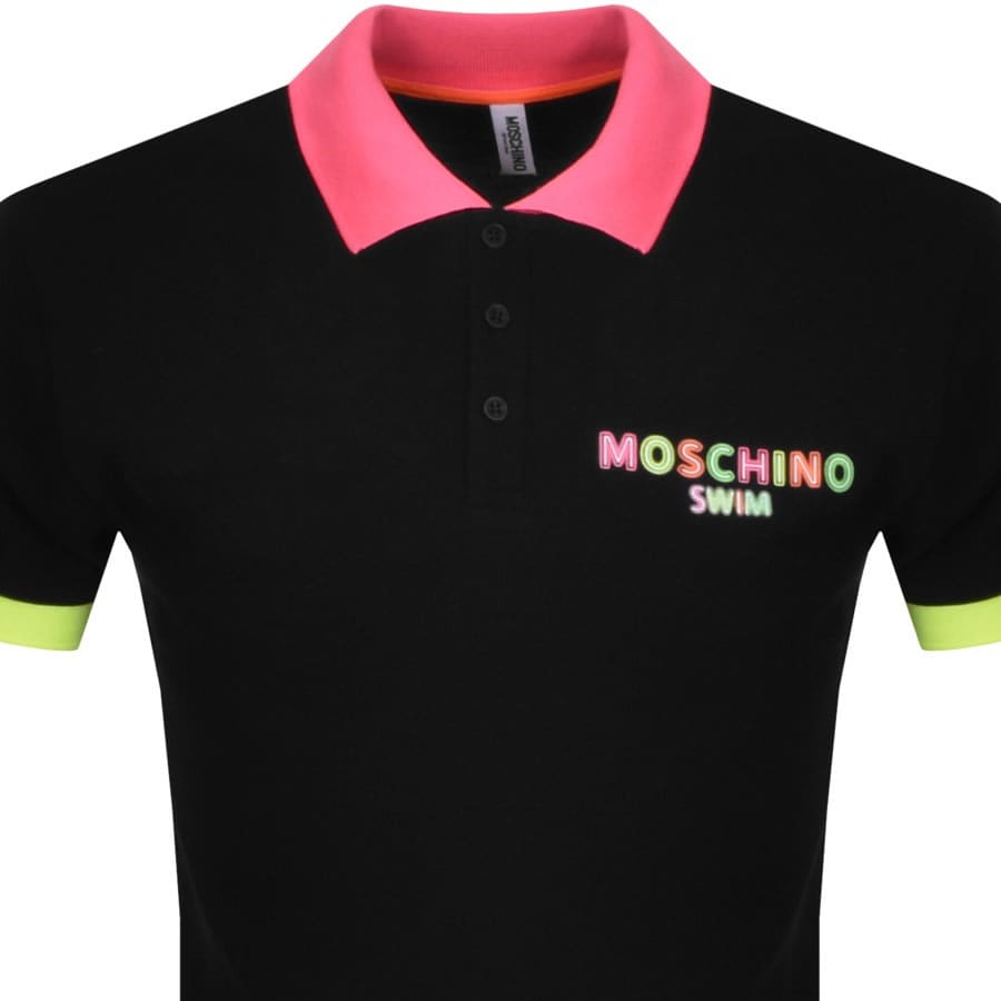 Moschino Swim Logo Polo T Shirt Black