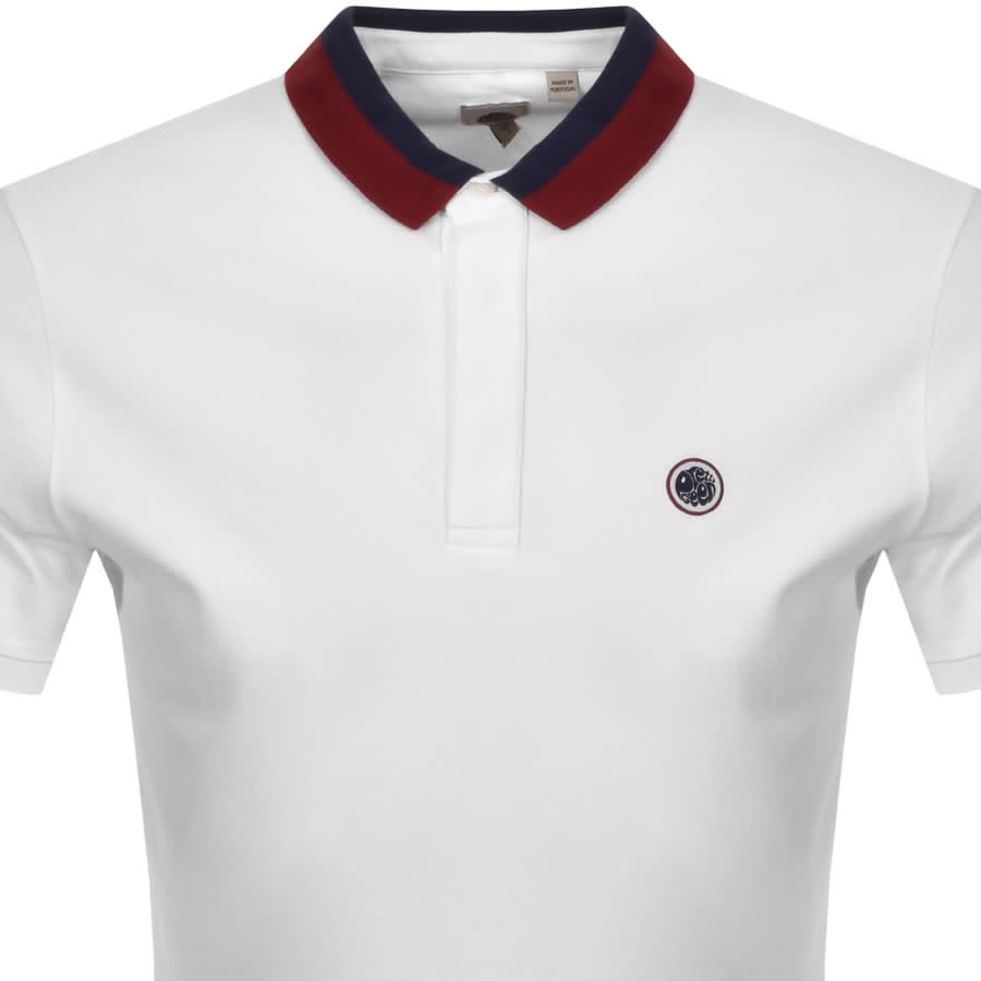 Alternative Image for ProductPretty Green Contrast Collar Polo T Shirt White2